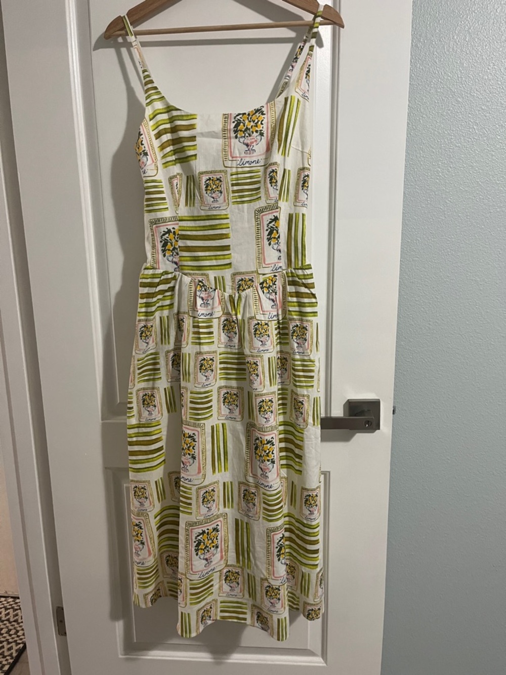 Corey Lynn Calter Green and White Patterned Midi Dress